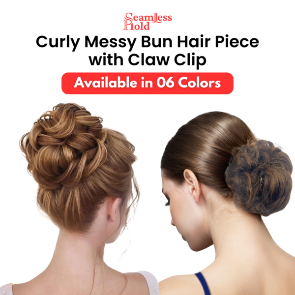 Seamless Hold Curly Messy Bun Hair Piece with Claw Clip