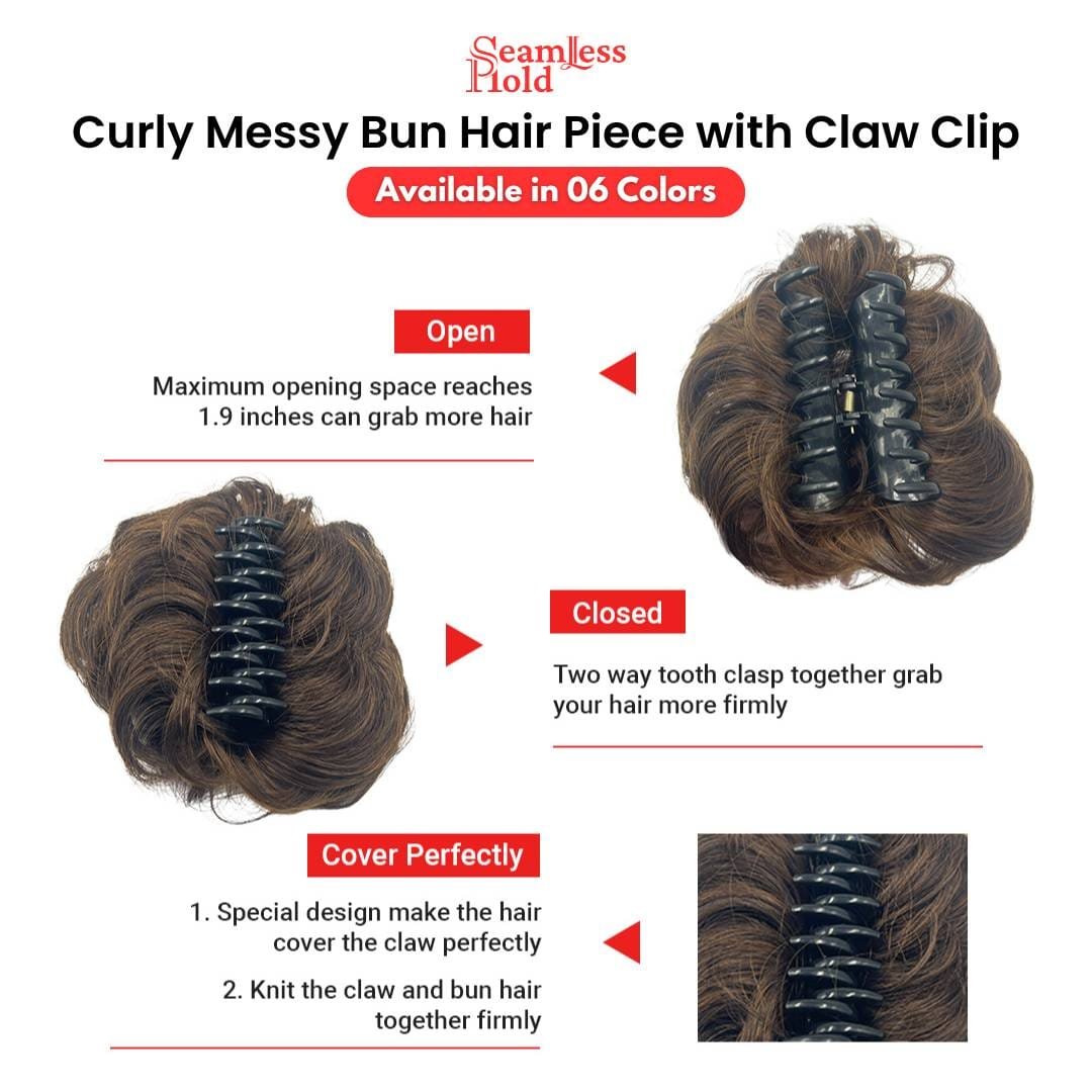 Curly Messy Bun Hair Piece with Claw Clip - Image 3