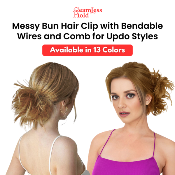 Seamless Hold Messy Bun Hair Clip with Bendable Wires and Comb for Updo Styles