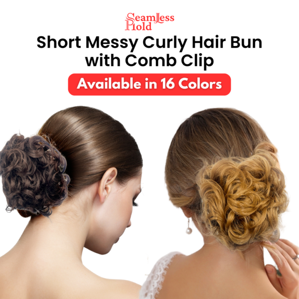 Seamless Hold Short Messy Curly Hair Bun Extensions with Comb Clip