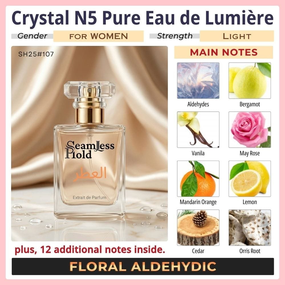 Crystal N5 Pure Eau de Lumiere Citrus Aldehydic Floral Perfume for Women - Image 2