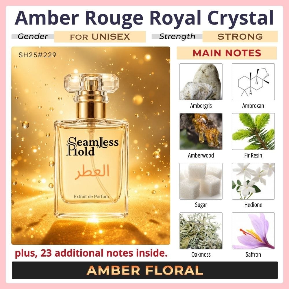 Amber Rouge Royal Crystal Saffron Jasmine Amberwood Cedar Perfume for Men and Women - Image 2