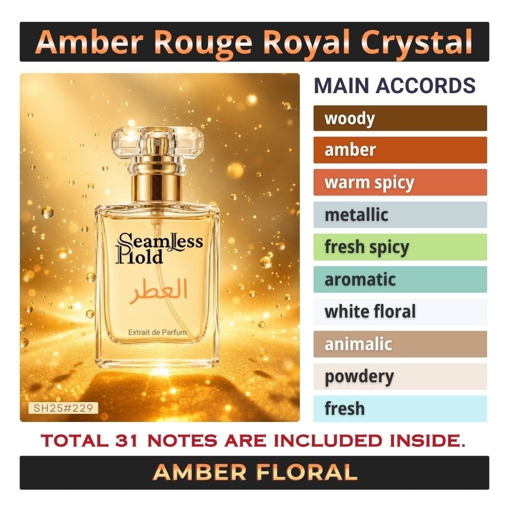 Amber Rouge Royal Crystal Saffron Jasmine Amberwood Cedar Perfume for Men and Women - Image 4