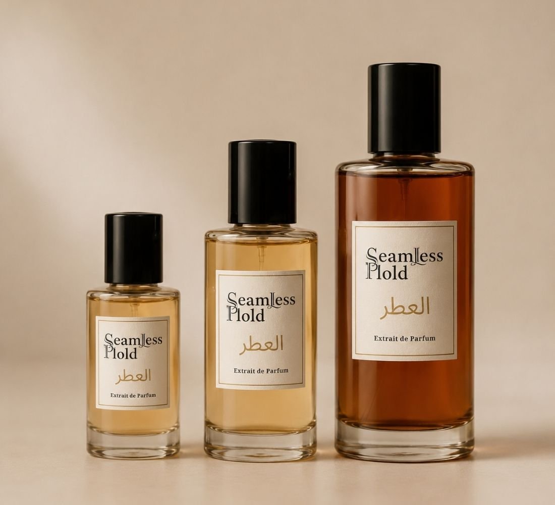Seamless Hold perfume bottles in three sizes